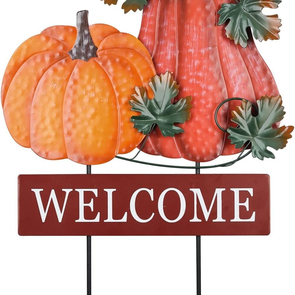 Fall Decorations for Home Outdoor, 22" Decorative Garden Stakes with 2 Pack Pump